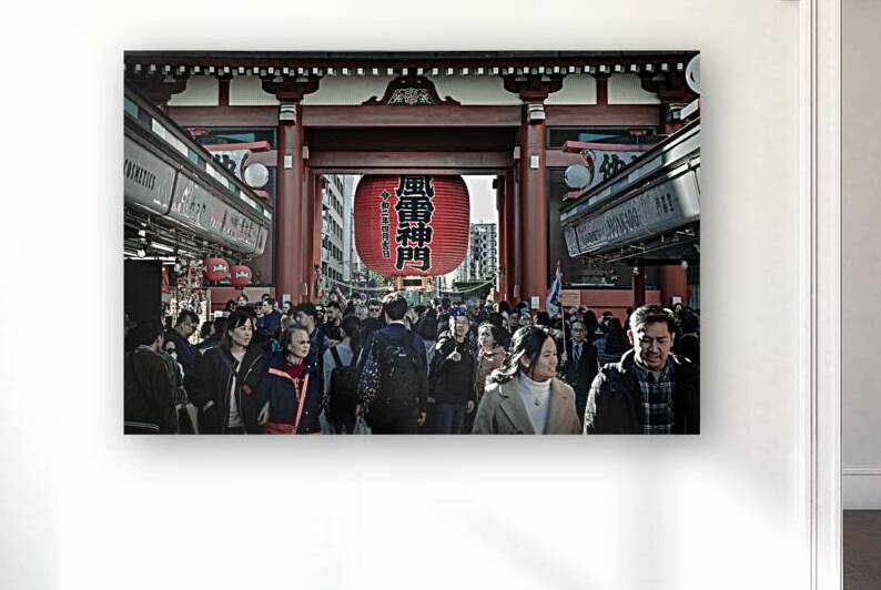 Tourists walking under red paper lantern at sensoji temple asaku by Gualtiero Boffi