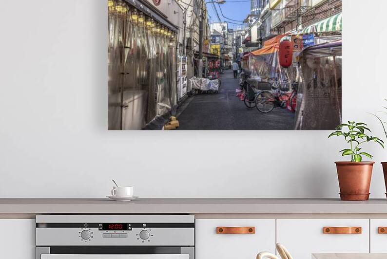 Quiet street in tokyo japan showing traditional stalls and sho by Gualtiero Boffi