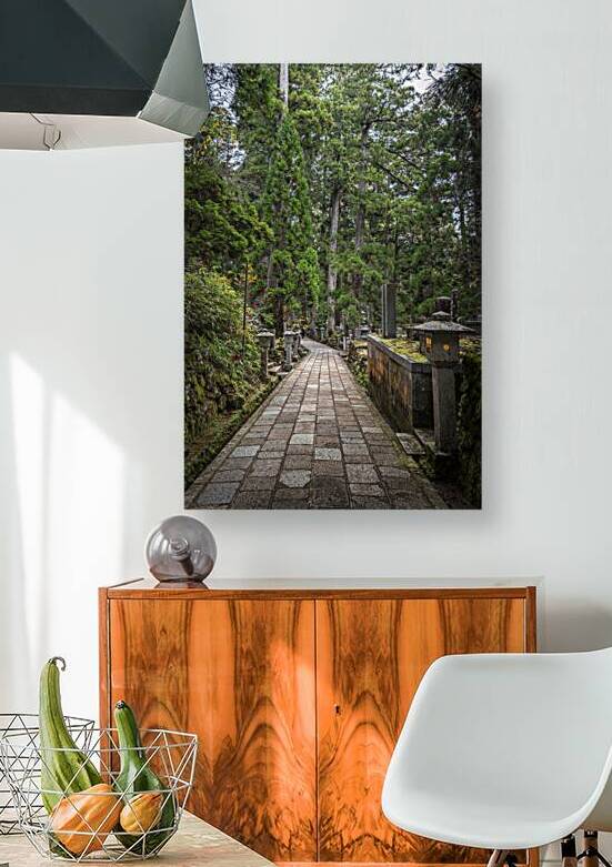 Stone path leading through okunoin cemetery in mount koya by Gualtiero Boffi