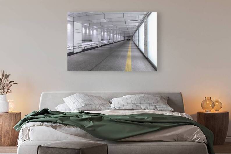 Empty illuminated underground passage by Gualtiero Boffi