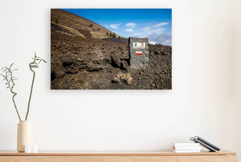 Volcanic landscape indicating monte nero on mount etna with soli by Gualtiero Boffi