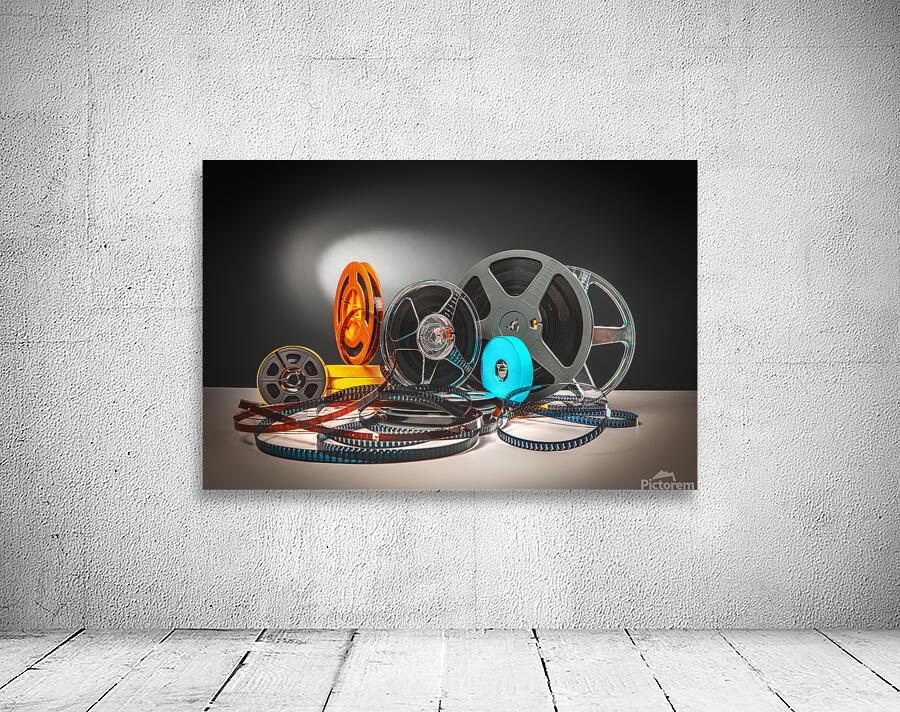 film-themed background old Super 8 reels  Wall Preview