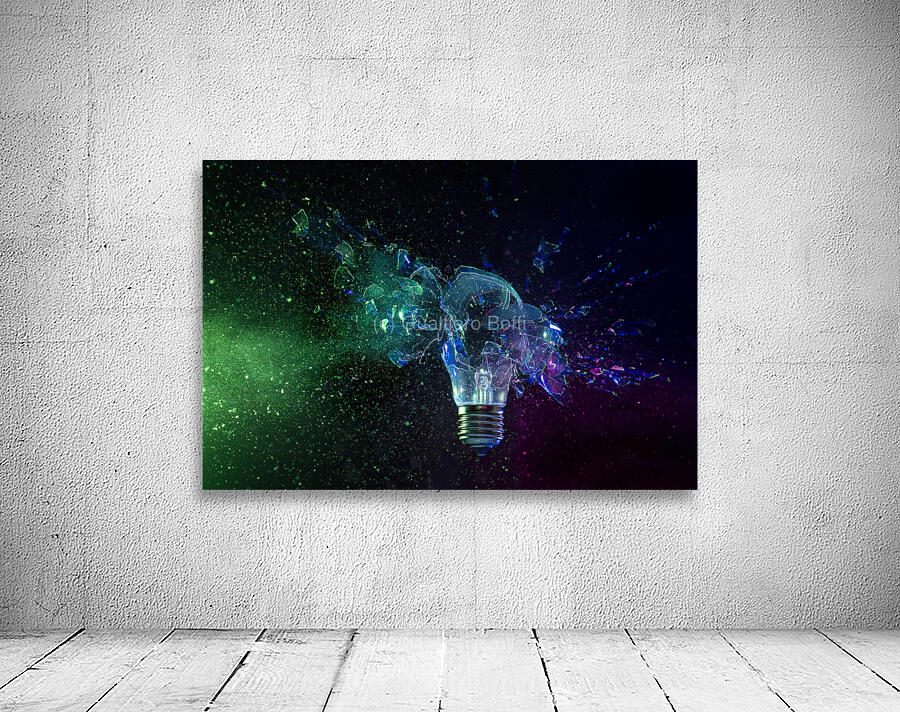 shattering bulb on black background Wall Preview