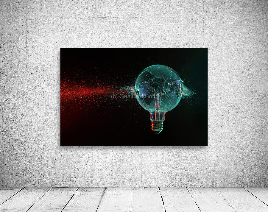 large green bulb exploding on a black  Wall Preview