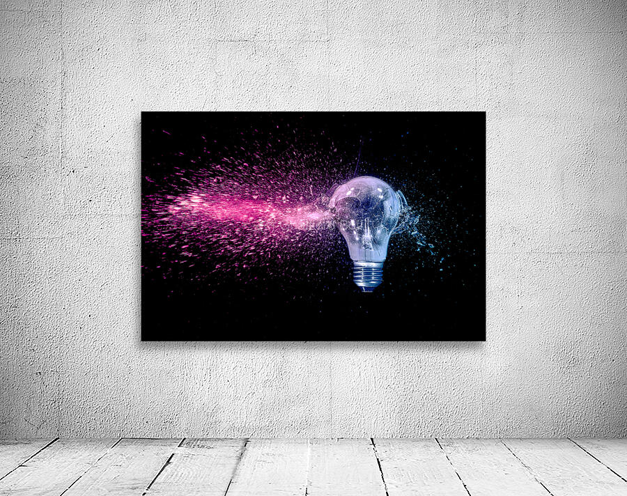blue and red electric bulb shattering Wall Preview