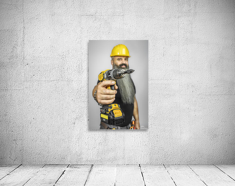 worker with electric screwdriver Wall Preview