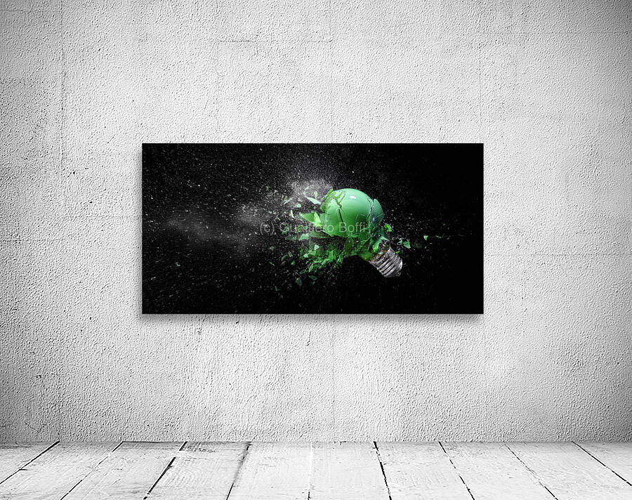 green electric light bulb exploding Wall Preview