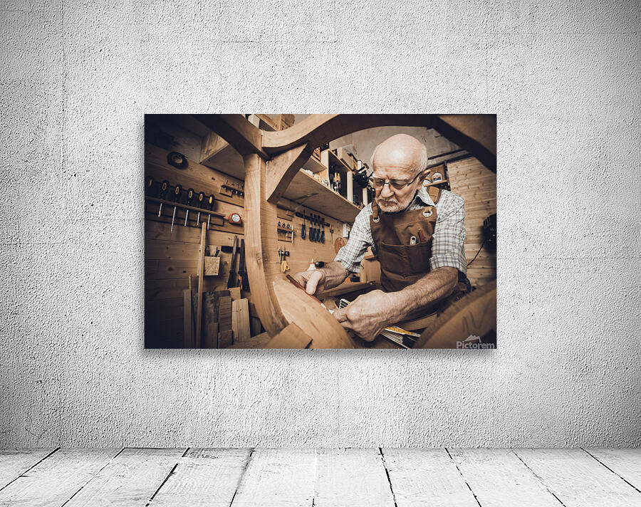 old carpenter at work Wall Preview