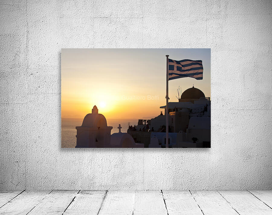 greek flag in santorini Wall Preview