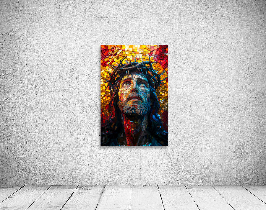 Vibrant mosaic of a bearded man Wall Preview