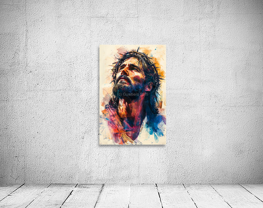 Abstract artistic portrait of jesus by Gualtiero Boffi Wall Art