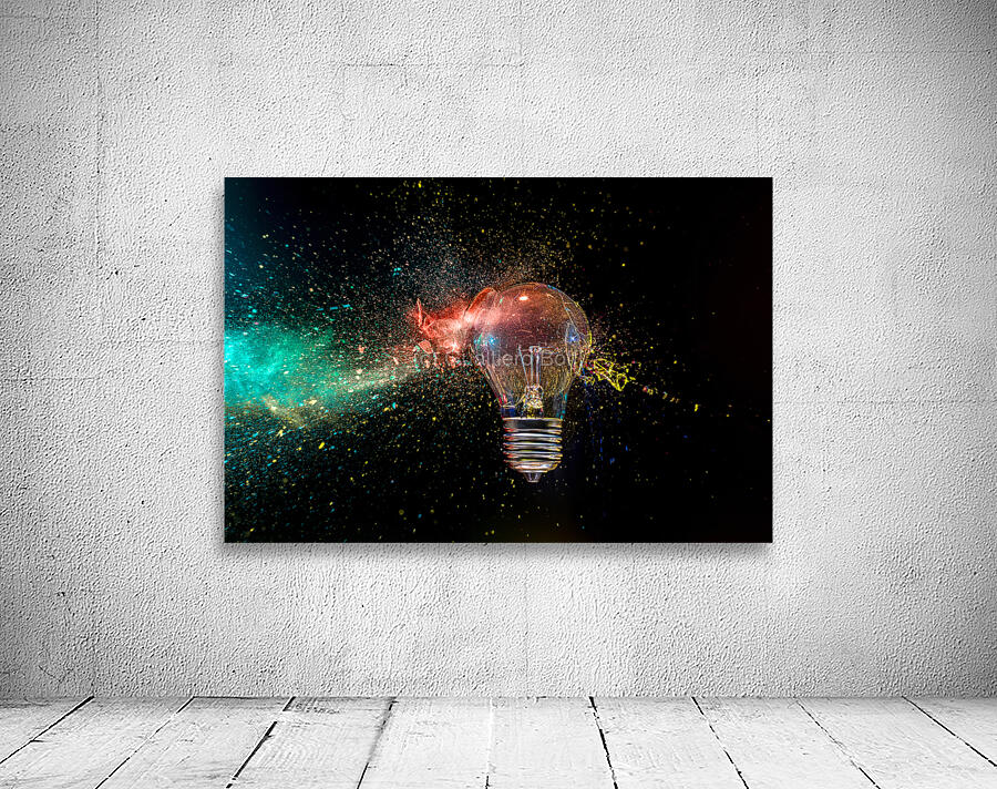 Light bulb exploding with colorful powder  Wall Preview