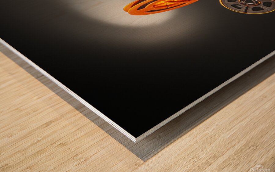 film-themed background old Super 8 reels  Wood print