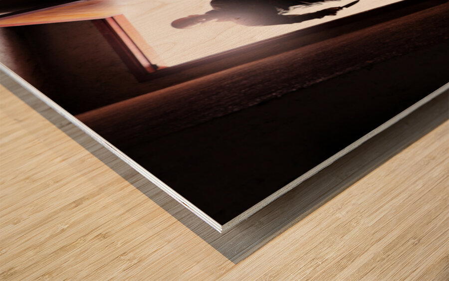 killer and stair Wood print