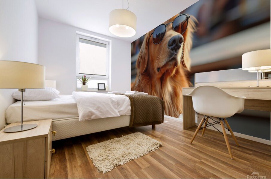 Beer Dog at the Beach 2 Mural print