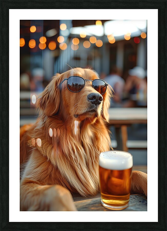 Beer Dog at the Beach 2 Picture Frame print
