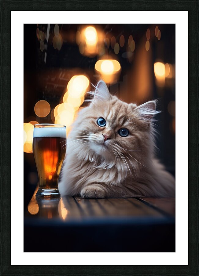 beer cat at the pub 4 4k Picture Frame print