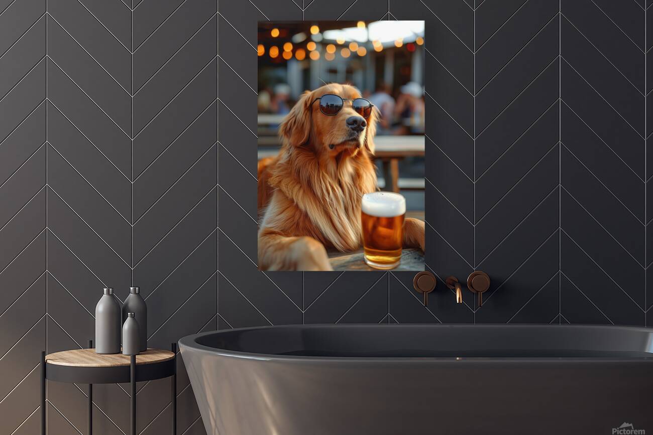 Beer Dog at the Beach 2 Reproduction