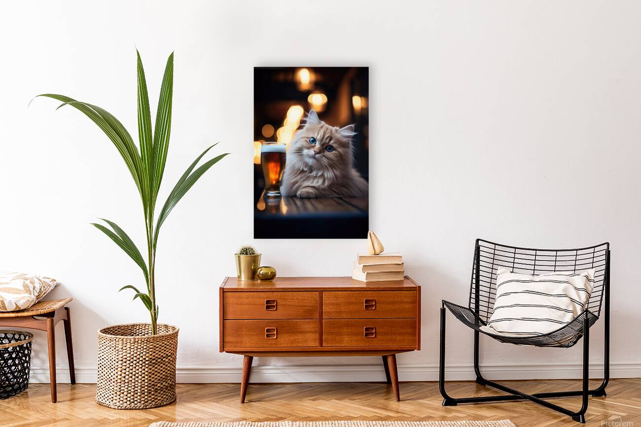 beer cat at the pub 4 4k Reproduction