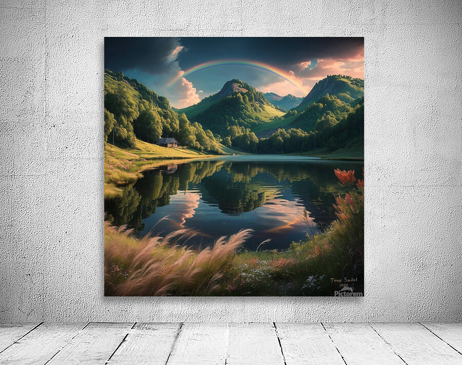 the scene is a serene lake Wall Preview