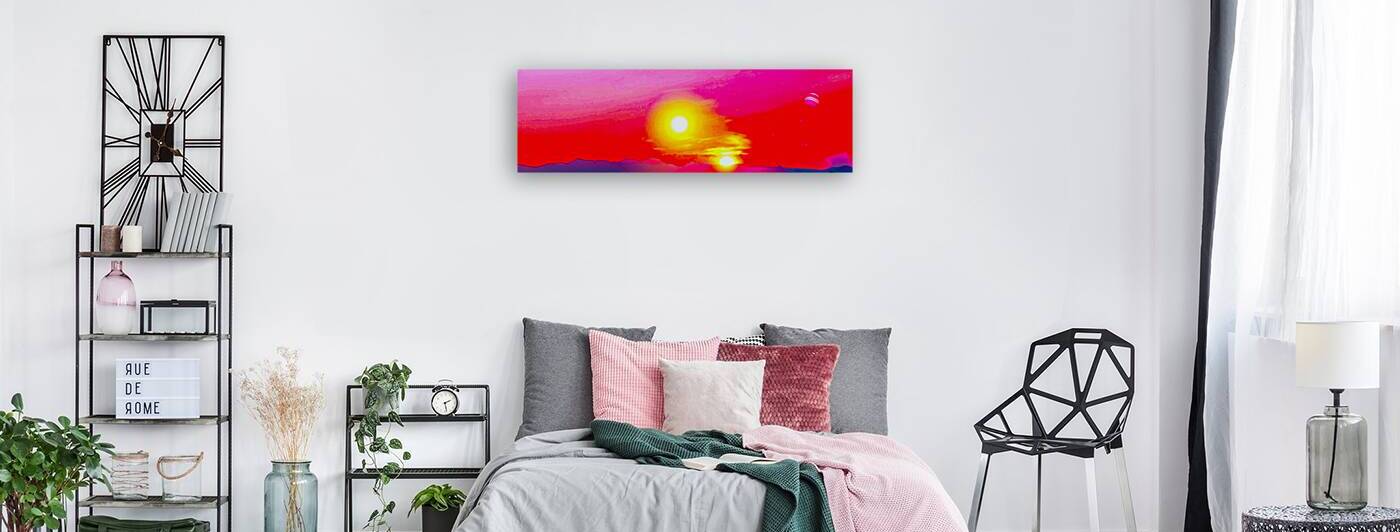 Double Sunsetfantasylandscape Reproduction