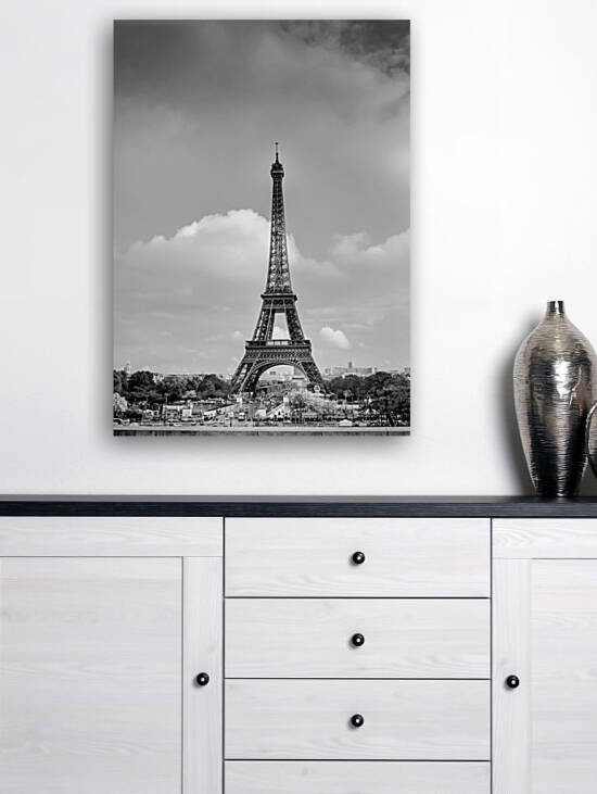 Paris France:  A black and white view of the Eiffel Tower on a sunny day in Paris France by ambrosiniv