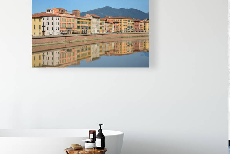 A row of historic buildings along the river Arno in Pisa Italy - Lungarno by ambrosiniv