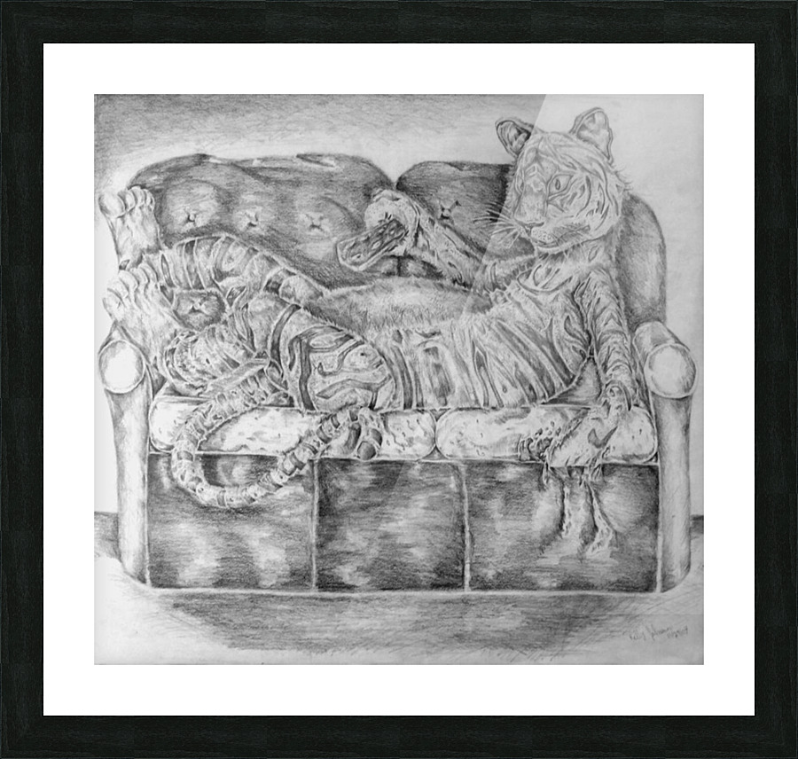 Tiger on a Couch Picture Frame print