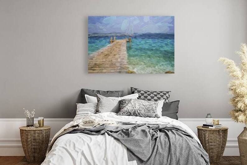 Wooden jetty and boat by Patricia Hofmeester PHotography