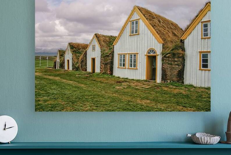 Row of traditional turfhouses in Iceland by Patricia Hofmeester PHotography