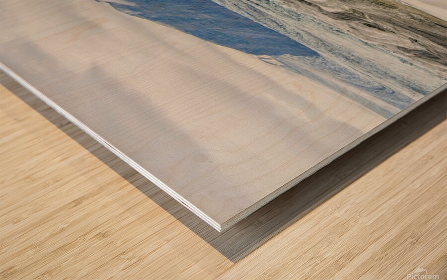 Glacier ending in lake Wood print