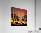 landscape illustration elephants animals africa s Acrylic Print