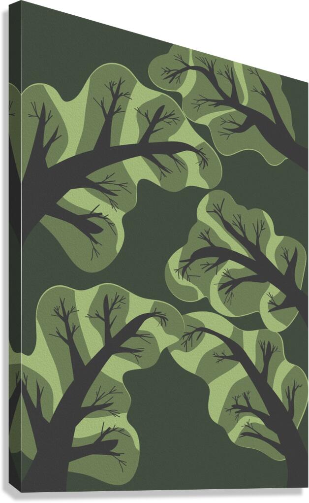 trees forest evening drawin Canvas Print