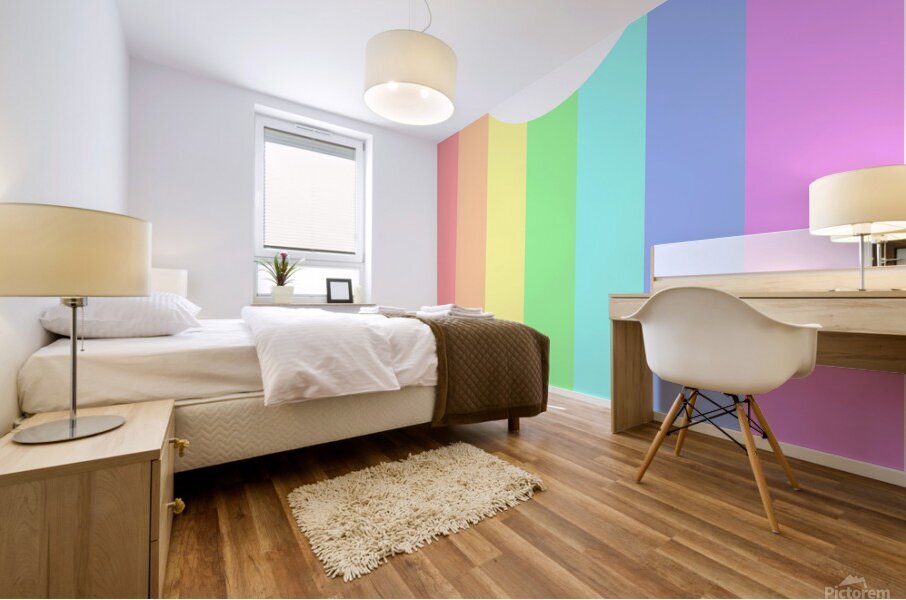 rainbow cloud background pastel template multi co Mural print