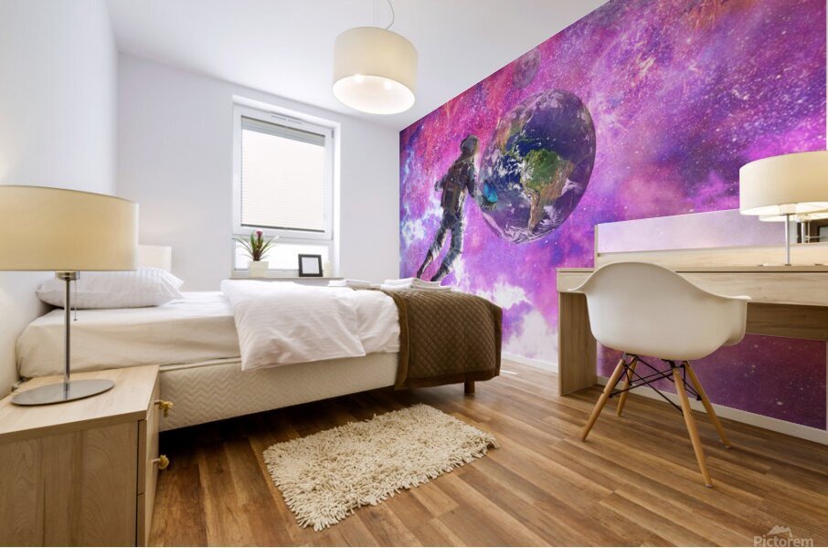 astronaut earth space planet universe fantasy ast Mural print