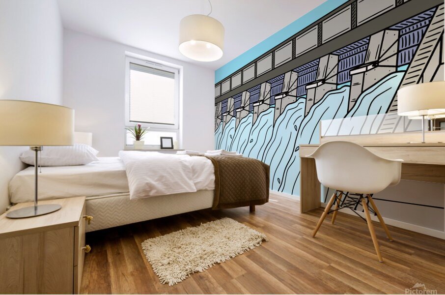 dam floodgate stop gates water supply water reser Mural print