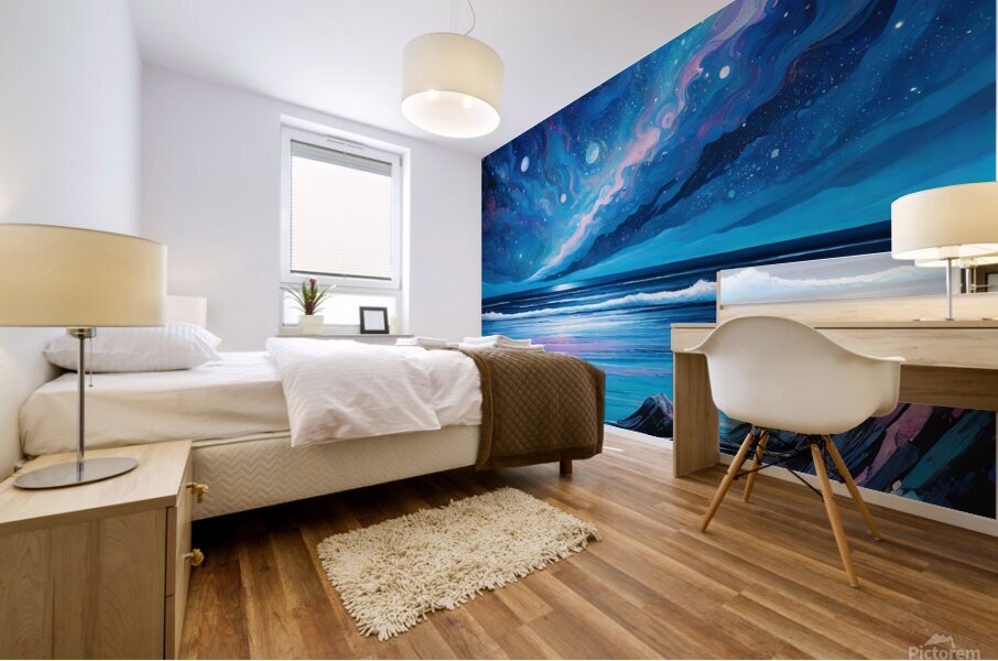 sea stars night nature ocean sky space galaxy nig Mural print