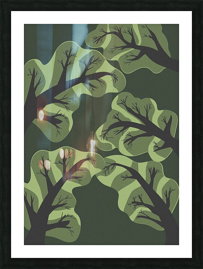 trees forest evening drawin Picture Frame print