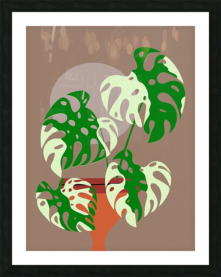 monstera plant boho floral background botanical d Picture Frame print