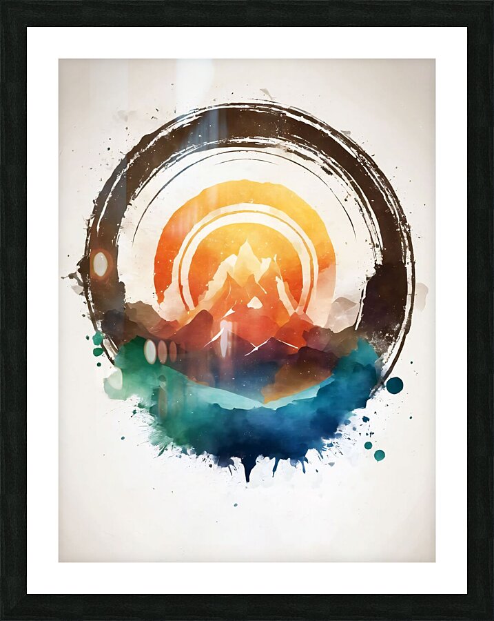 nature watercolor mountain camping outdoors fores Picture Frame print