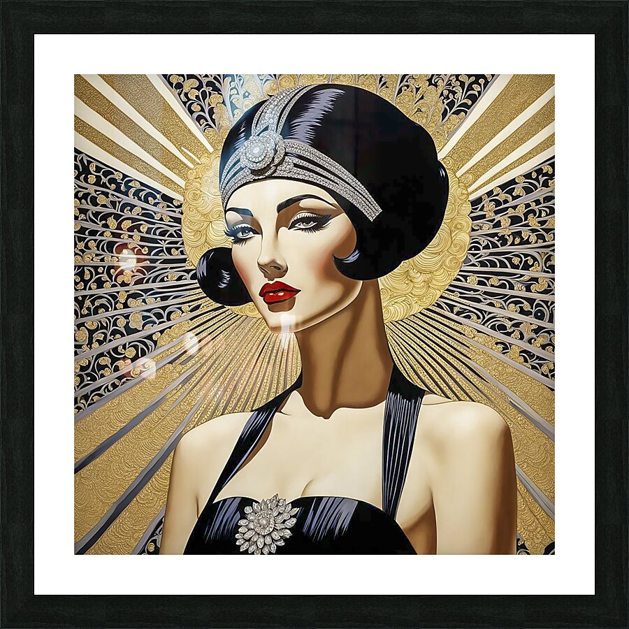art deco beauty woman female gorgeous girl face p Picture Frame print