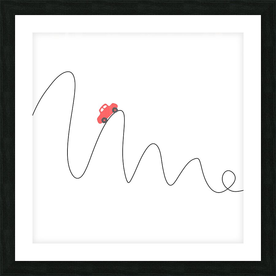 minimalist road automobile lineart comic ride Picture Frame print