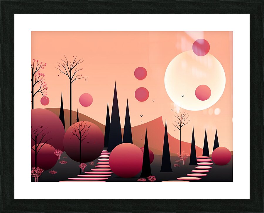 sunset dawn trees forest park art Picture Frame print