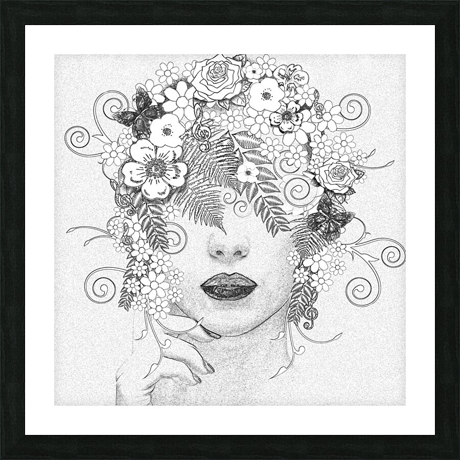 drawing picture art woman flower fairy muse sprin Picture Frame print