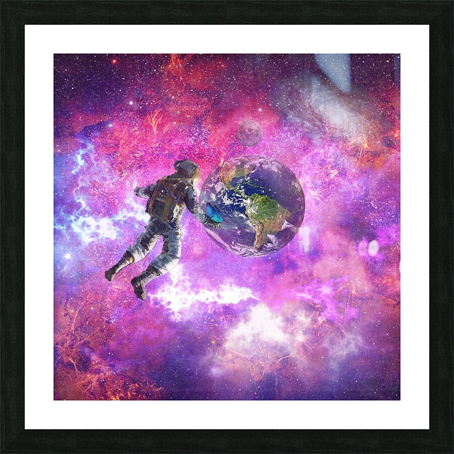 astronaut earth space planet universe fantasy ast Picture Frame print