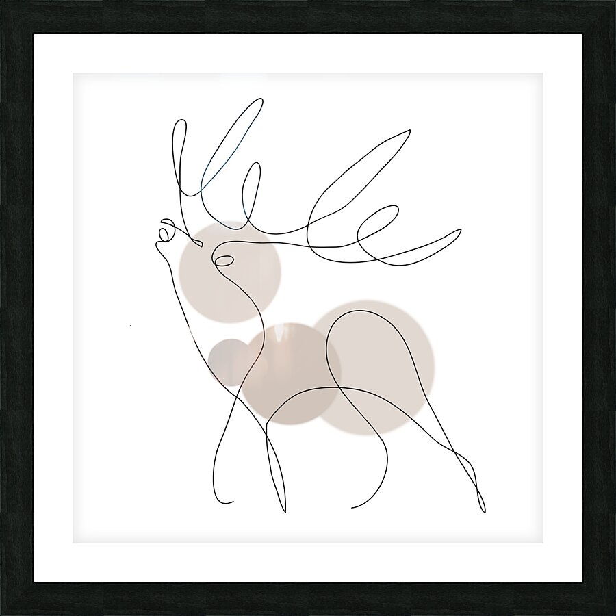 deer fallow deer boho antlers stately drawing rut Picture Frame print