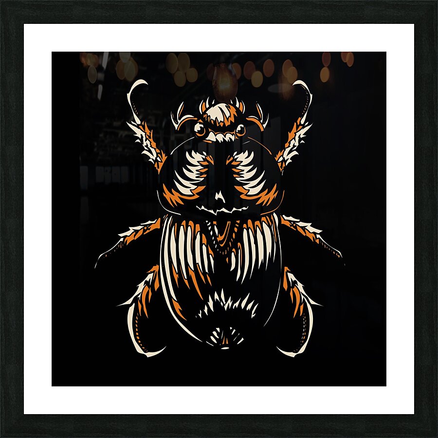 scarab beetle insect entomology black egyptian.jp Picture Frame print