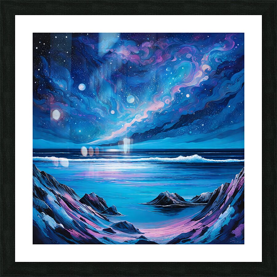 sea stars night nature ocean sky space galaxy nig Picture Frame print