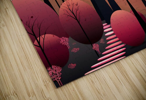 sunset dawn trees forest park art Sastroredjo puzzle