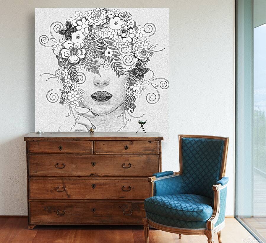 drawing picture art woman flower fairy muse sprin Reproduction